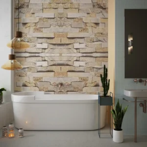 3D Beige Brick Gloss Wet Wall Panels, view 1