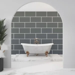 Dark Grey Metro Tile Gloss Wall Panels, view 1