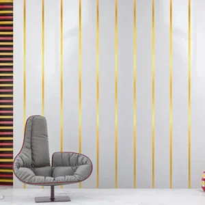 White Gloss Gold Strip Wall Panels, view 4