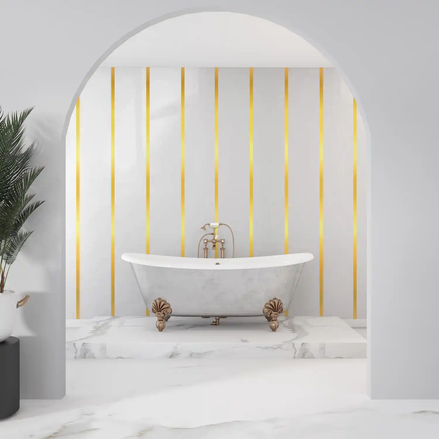 White Gloss Gold Strip