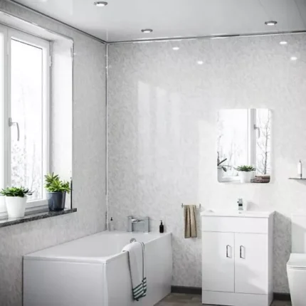 Pearlescent White Bathroom Cladding