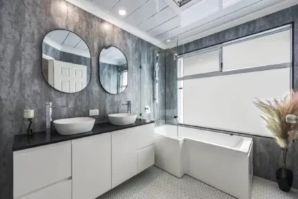 Grey Metallic Matt Bathroom Cladding