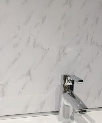 White Marble Wet Wall Panels 3 Sided Kit – 1m x 2.4m x 10mm | Luxury Wet Wall Cladding