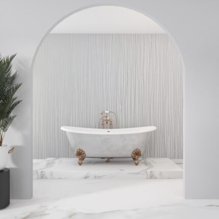 White String Wet Wall Panels 2 Sided Kit (1m x 2.4m x 10mm) | 3D Waterproof Wall Panels