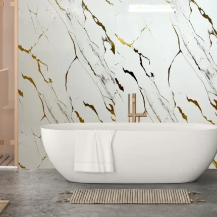 Carrara Marble Gold Bathroom Cladding